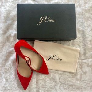 J.Crew Poppy Red Colette Suede D’Orsay Pumps